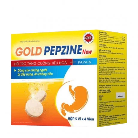 Viên sủi tăng cường tiêu hóa Cali USA Gold Pepzine New (Hộp 5 vỉ x 4 viên)