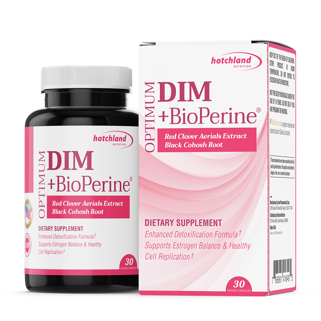 Thực phẩm chức năng cải thiện nội tiết tố nữ Hotchland Optimum DIM BioPerrine (Lọ 30 viên)