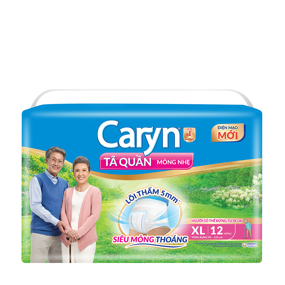 Tã quần loại mỏng nhẹ Caryn size XL (Gói 12 miếng)