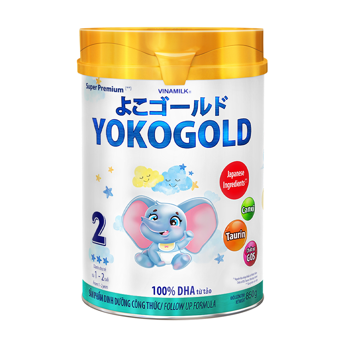 Sản phẩm dinh dưỡng số 2 (1-2 tuổi) Vinamilk Yoko Gold (Hộp 850g)