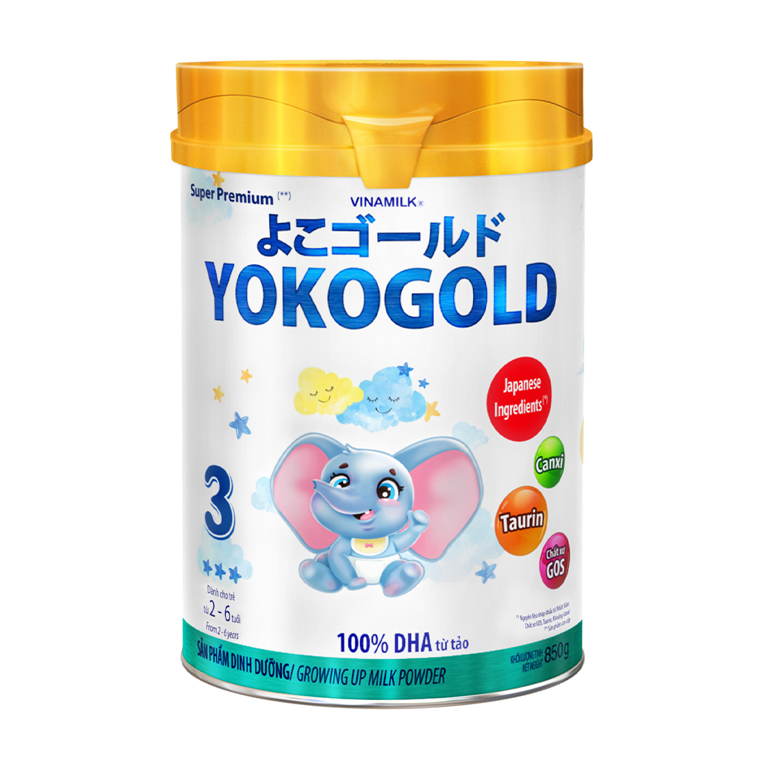 Sản phẩm dinh dưỡng số 3 (2-6 tuổi) Vinamilk Yoko Gold (Hộp 850g)
