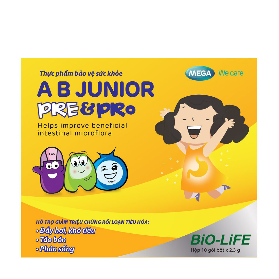 Thực phẩm bảo vệ sức khoẻ bảo vệ sức khoẻ hỗ trợ tiêu hoá AB Junior Pre & Pro (Hộp 10 gói)