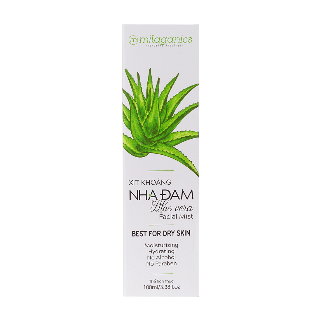 Xịt khoáng nha đam Milaganics (Chai 100ml)