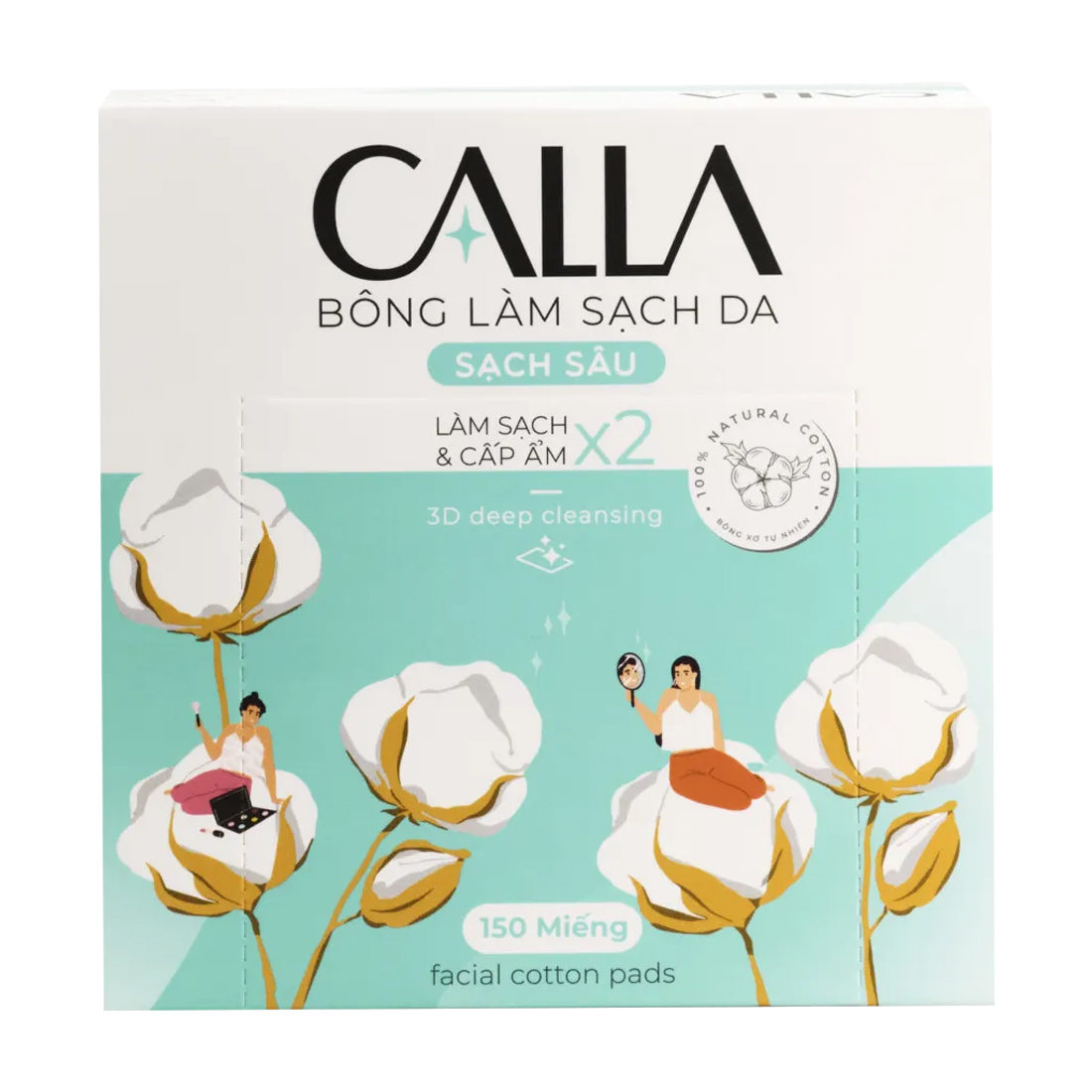 Bông làm sạch da sạch sâu Calla 150 miếng/Hộp