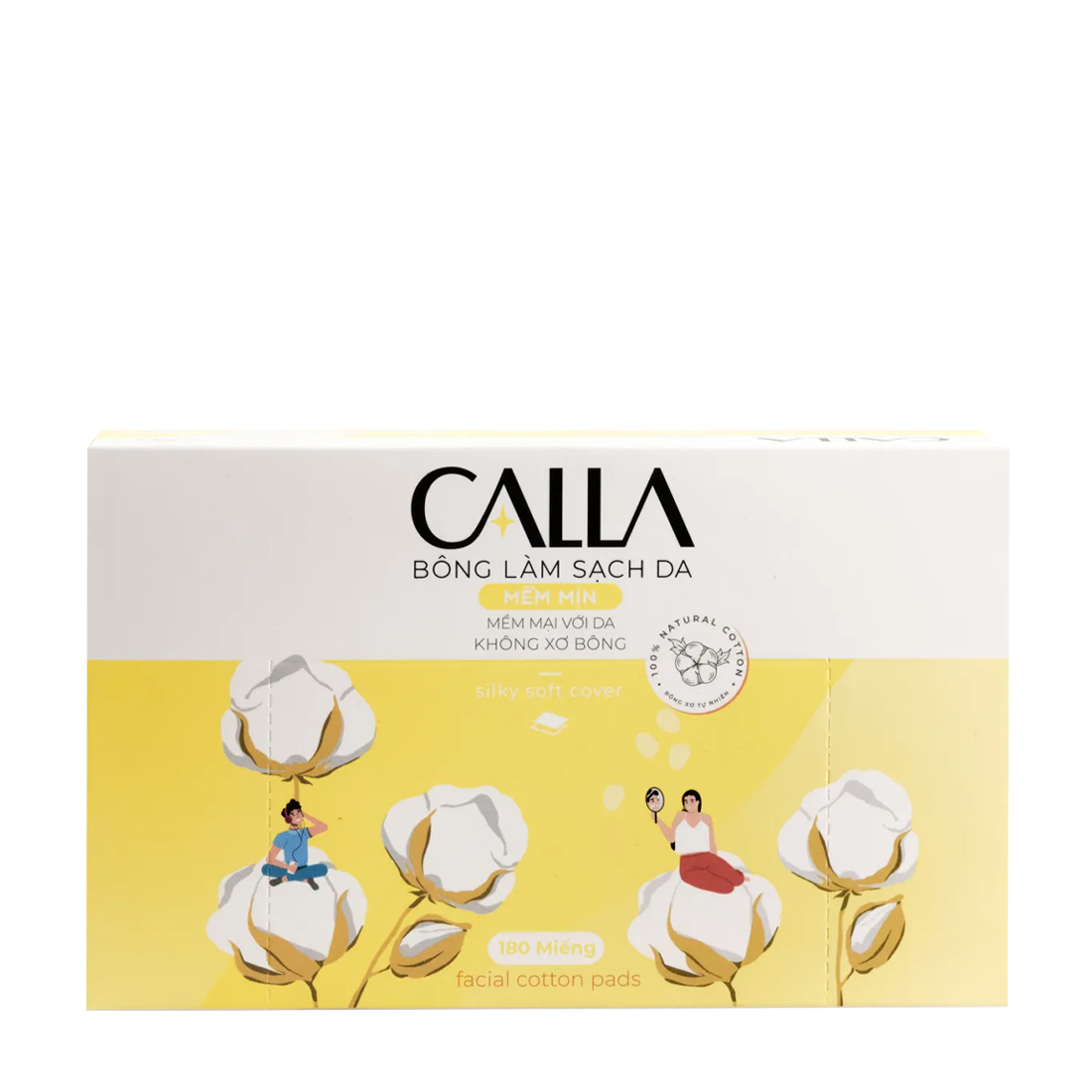 Bông làm sạch da mềm mịn Calla 180 miếng/hộp