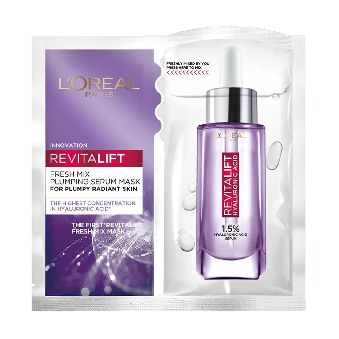 Mặt nạ dưỡng da căng mướt da L'oreal Revitalift HA Plumping Fresh Mix Serum Mask (33g)