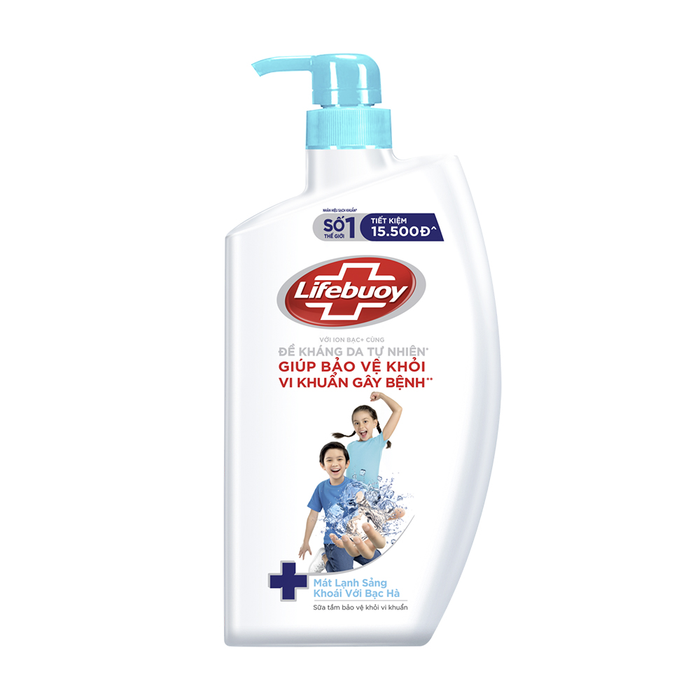 Sữa tắm bảo vệ khỏi vi khuẩn Lifebuoy mát lạnh sảng khoái với bạc hà (Chai 800g)