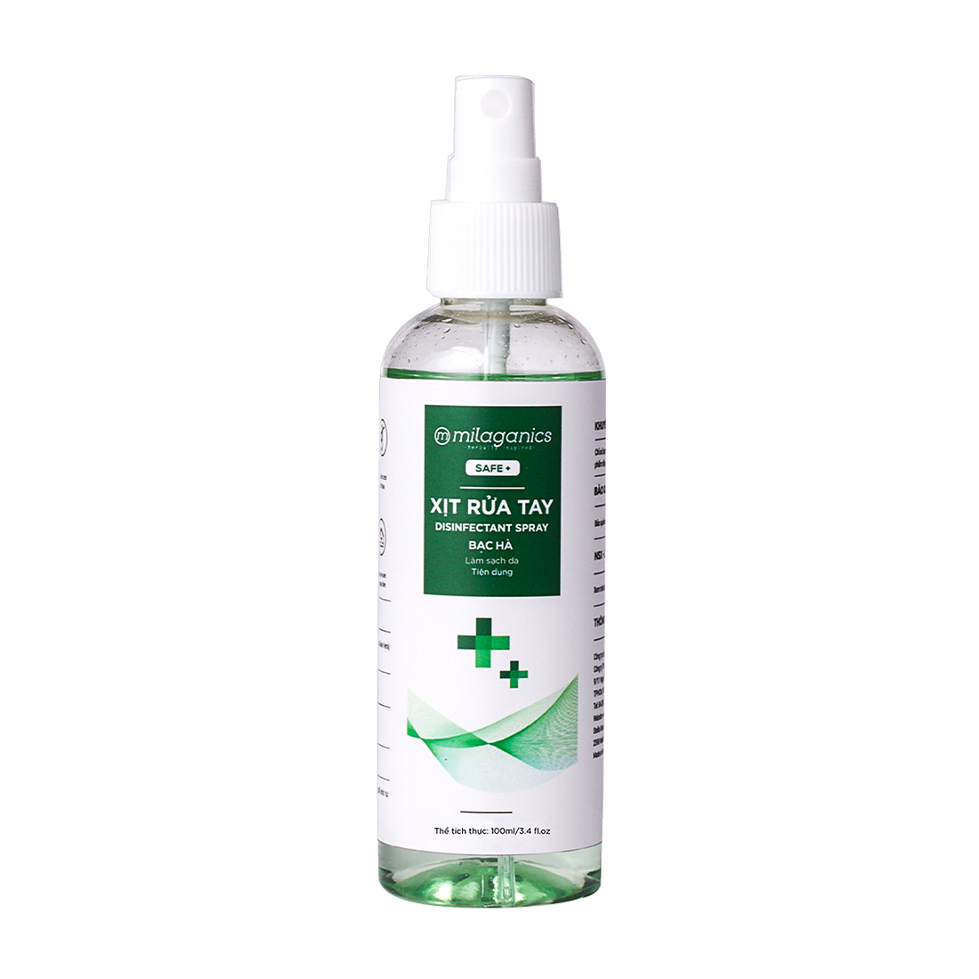 Xịt rửa tay Bạc hà Milaganics (Chai 100ml)