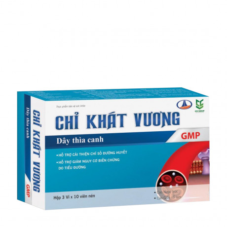 Thực phẩm bảo vệ sức khỏe hỗ trợ cải thiện chỉ số đường huyết Chỉ Khát Vương (Hộp 3 vỉ x 10 viên)
