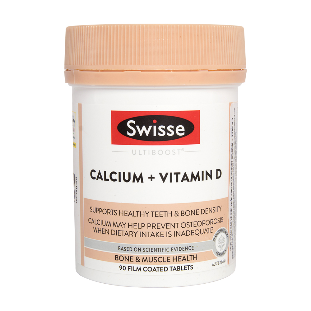 Thực phẩm bảo vệ sức khỏe Ultiboost Calcium + Vitamin D Swisse (Lọ 90 viên)