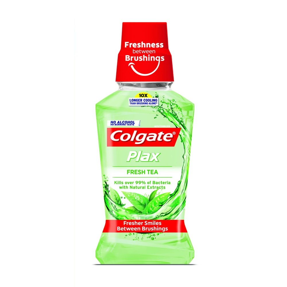 Bộ đôi nước súc miệng kháng khuẩn trà xanh Colgate Plax Fresh Tea (2 chai 500ml)