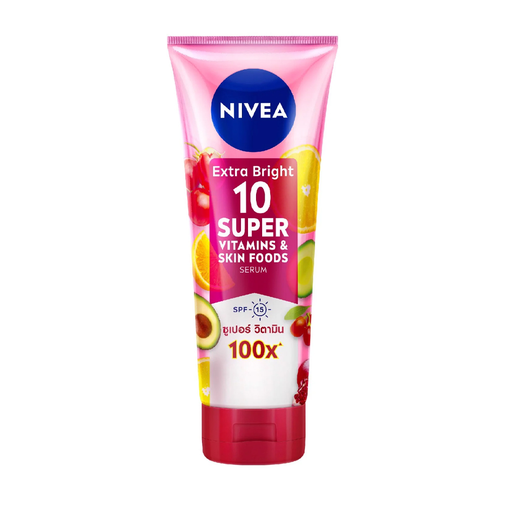 Serum dưỡng thể sáng da Nivea Extra Bright 10 Super Vitamins & Skin Foods Body Serum (Tuýp 180ml)
