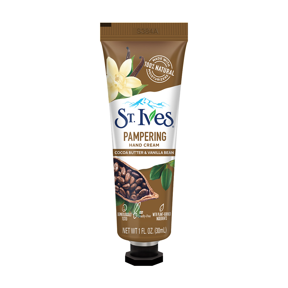 Kem dưỡng da tay bơ, cacao và đậu vani St.Ives Pampering Hand Cream Cocoa Butter & Vanilla Bean (Tuýp 30ml)