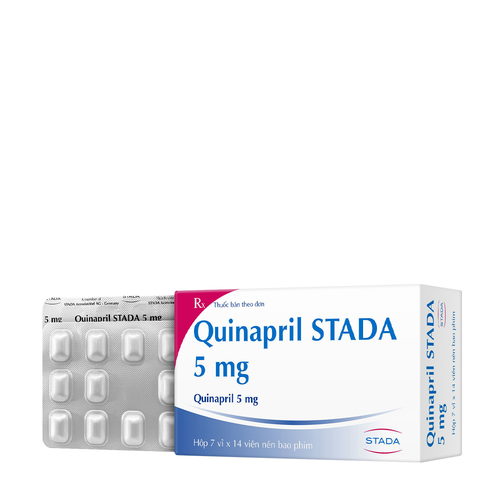 Viên nén bao phim Quinapril STADA 5 mg điều trị tăng huyết áp (7 vỉ x 14 viên)