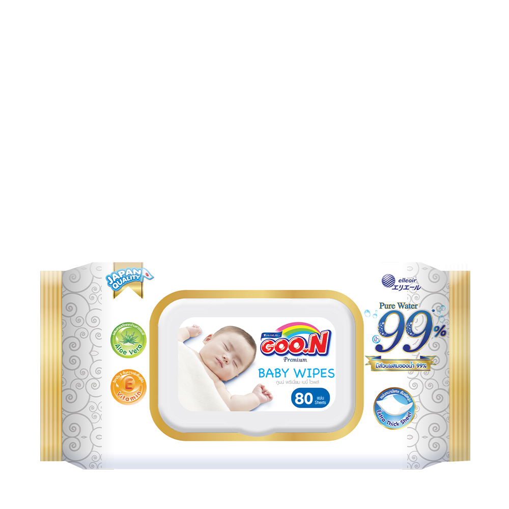 Khăn ướt em bé Goo.n (Gói 80 miếng)