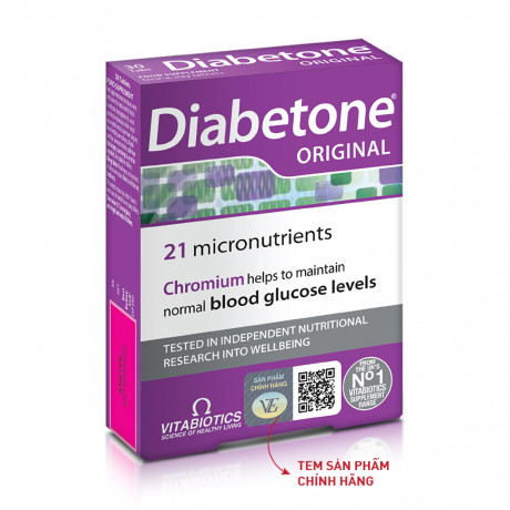 Viên vitamin và khoáng chất hỗ trợ đái tháo đường Vitabiotics Diabetone Original (2 vỉ x 15 viên/hộp)