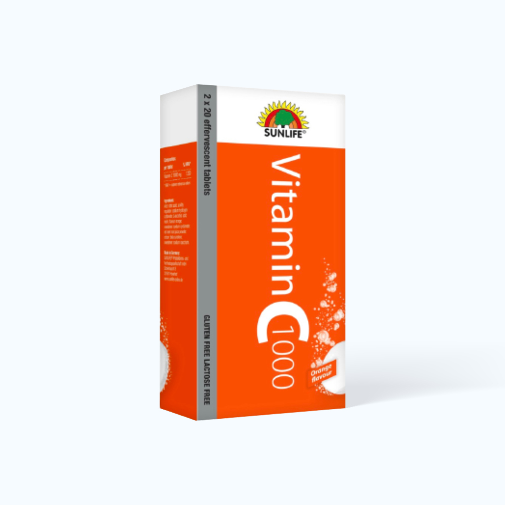 Sunlife Vitamin C 1000 H.Tro Tang HeMienDich, Suc D.Khang (Hop 2 tuypx20v)