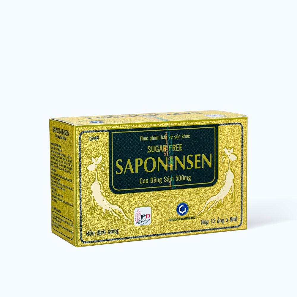 SAPONINSEN Cao Dang Sam Xanh H.Tro N.Cao Suc D.Khang 500mg (Hop 3Vi x 4Ong)