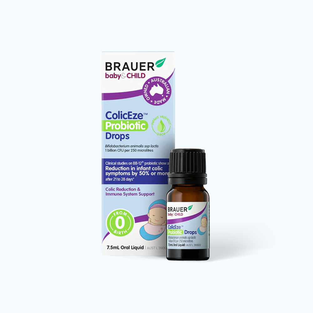 BRAUER Baby ColicEze Probiotic Drops H.Tro Tieu Hoa Tre Tu 0M (Chai 7.5ml)