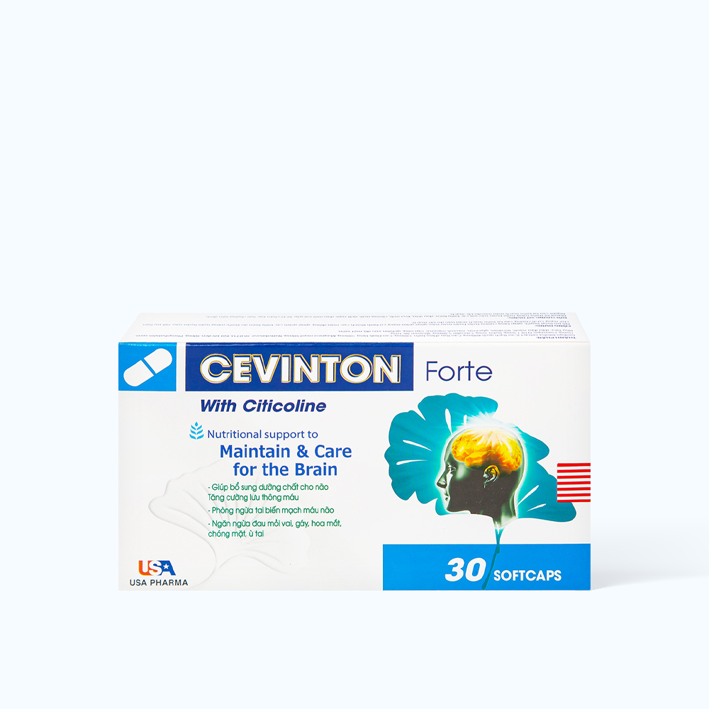 Viên uống USA Pharma Cevinton Forte hỗ trợ tuần hoàn máu não  (Hộp 30 viên)